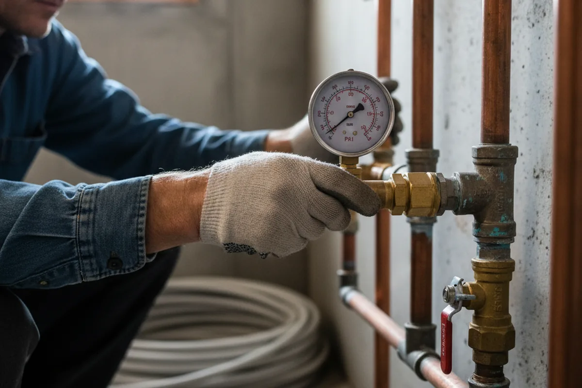 Pressure testing a repaired line during Water Line Repair in Keene